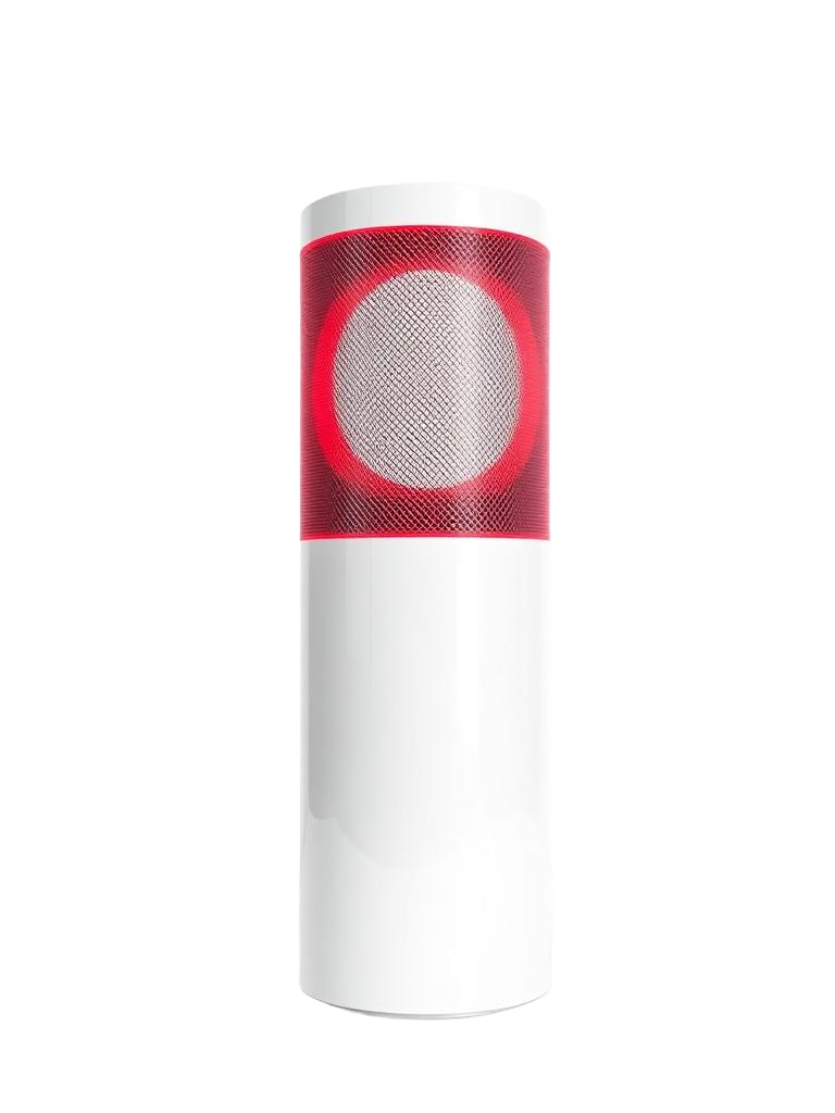 Galaxy Fiber Net cylindrical mesh WiFi fiber router tower with red status indicators